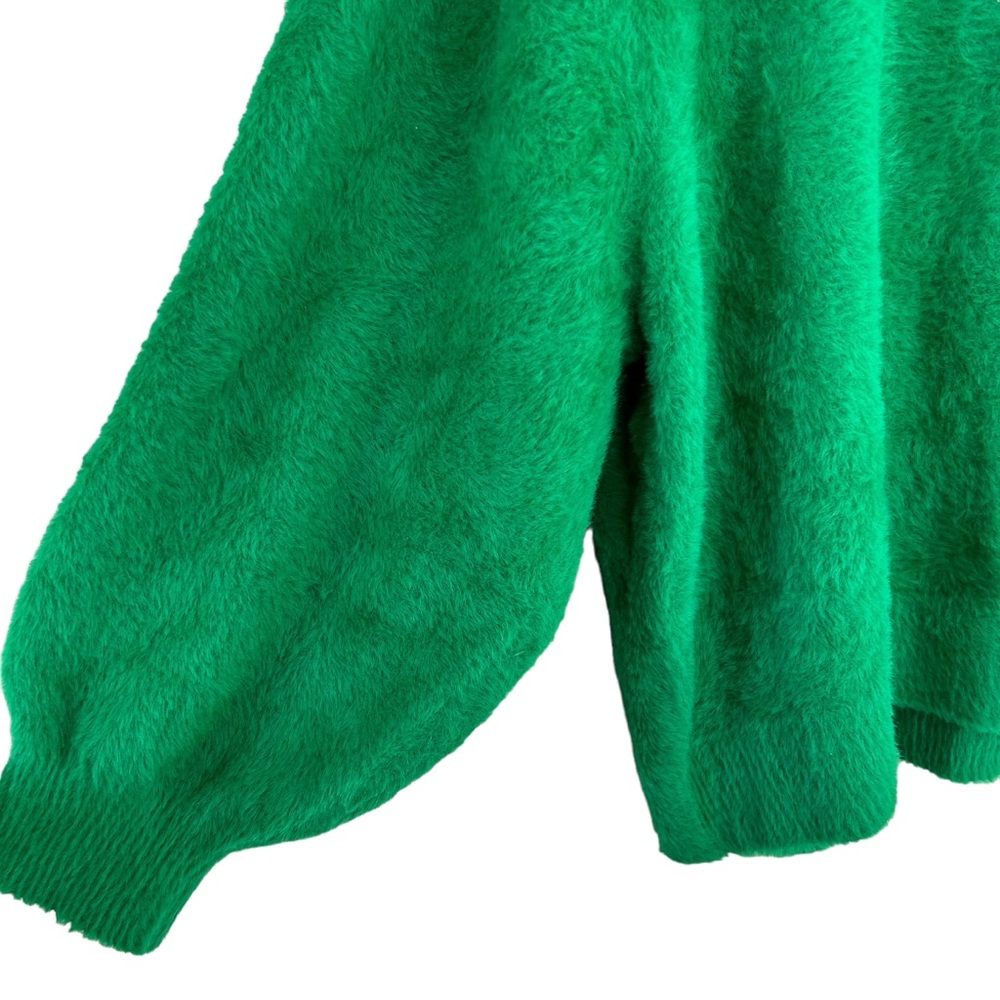 AERIE Green Flurry Fuzzy Green Crew Sweater XL - Picture 8 of 9